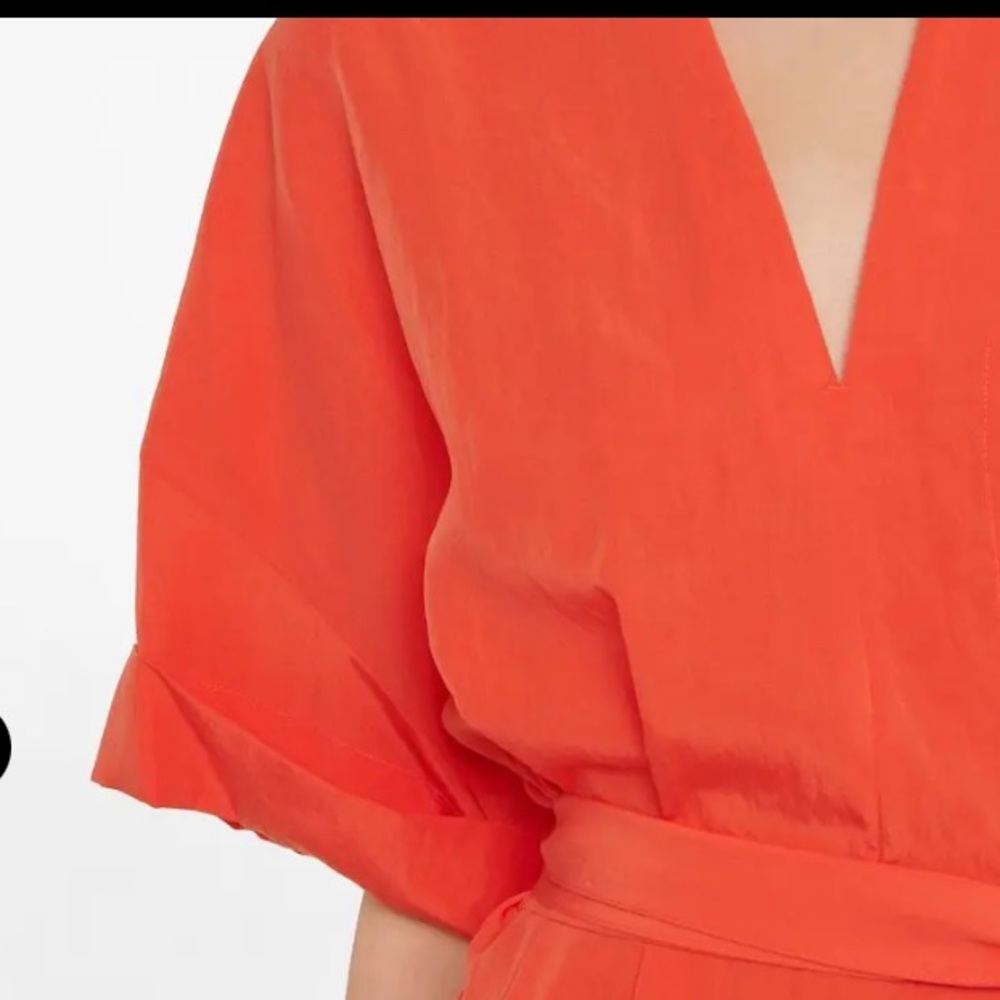 Vince v neck short cuff sleeve belted oversized dress burnt orchid Medium - Picture 5 of 10
